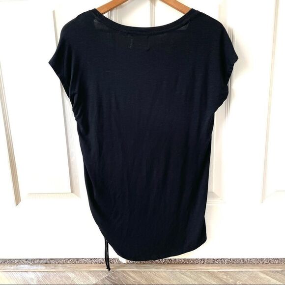 Maeve Anthro black side ruched short sleeve T - Picture 3 of 12